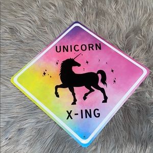 Metal unicorn decor sign! “UNICORN X-ING”